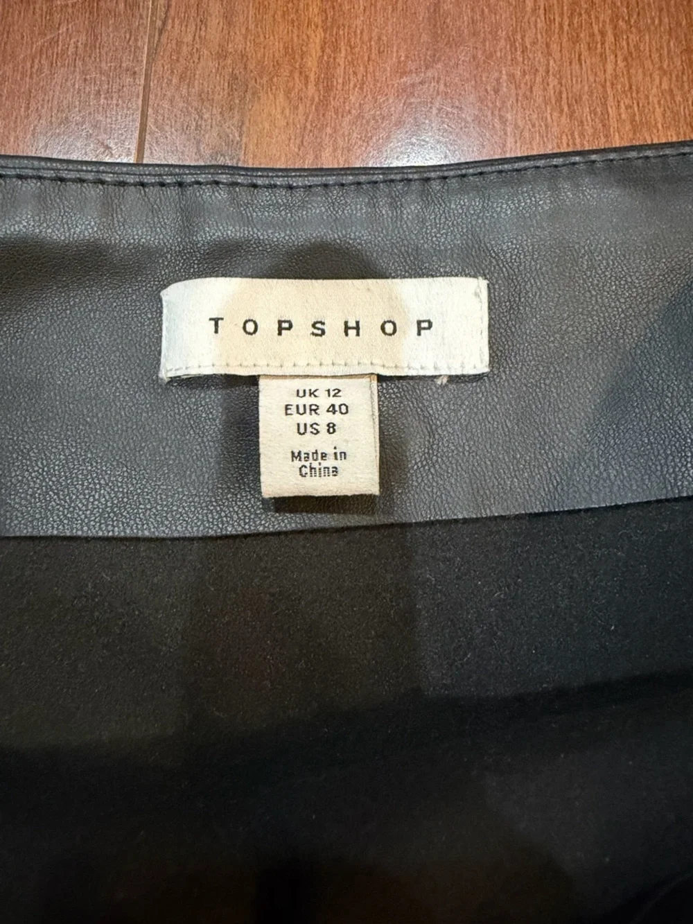 Topshop Black Faux Leather A-Line Mini Skirt